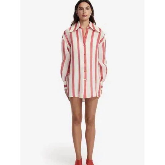 Leo Lin Tops - Leo Lin $695 NWT New Kathleen Silk Striped Blouse Size 2 US 6 AUS
